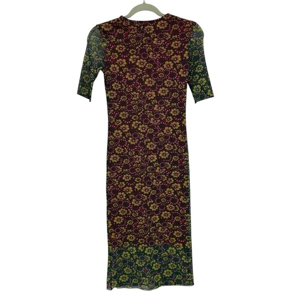 House of Holland Mesh Overlay Floral Graphic Print Midi Dress Size 2 - Picture 2 of 7